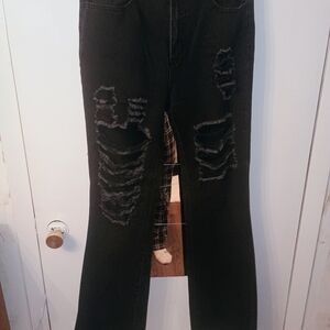 Distressed Black Women's Jeans